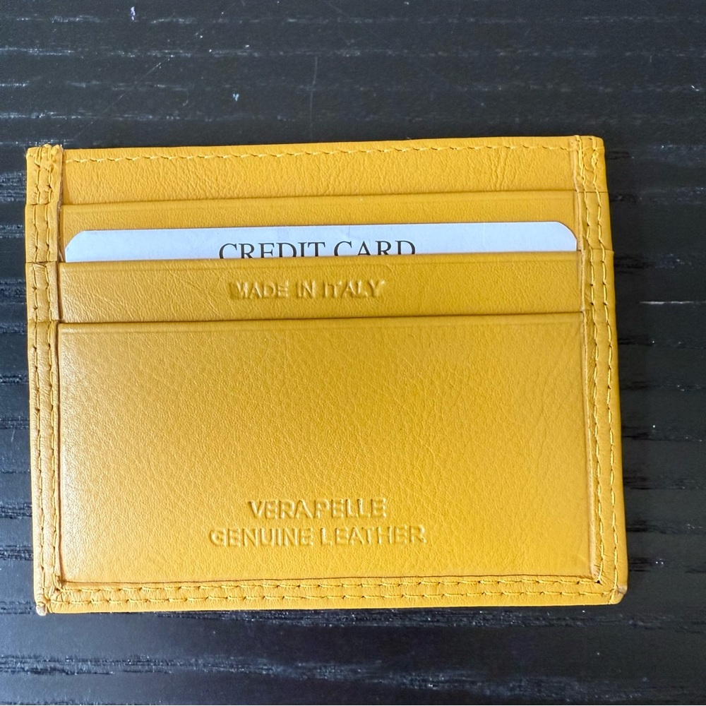 Vera Pelle Garbino Mustard Leather Card Holder Nee
